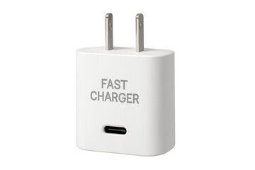 White fast charger with usb-c port transparent background