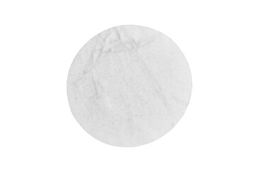 crumpled wet white paper texture in round circle shape isolated on white or transparent png
