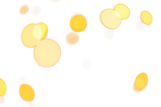 golden bokeh effect lights glowing isolated on white or transparent png - Powered by Adobe