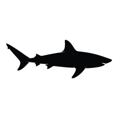 Fototapeta premium black silhouette of a shark on a white background
