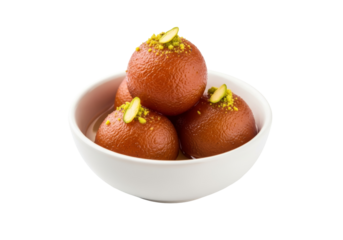 gulab jamun dessert in white bowl for ramadan eid mubarak