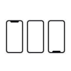 three smartphone outlines with different notch styles on white background