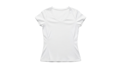 Blank White Women's V-Neck T-Shirt Flat Lay Mockup isolated PNG with Transparent Background