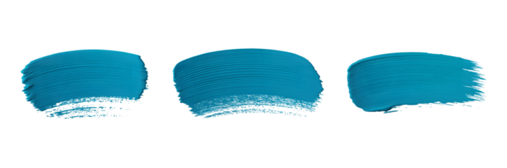 Teal blue paint swatches isolated on transparent background