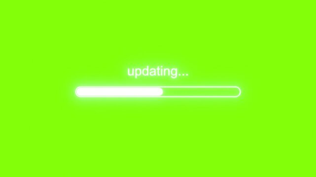 Progress Indicator: An illuminated progress bar, a symbol of anticipation, slowly advances across a vivid green backdrop, signifying updates or loading. 