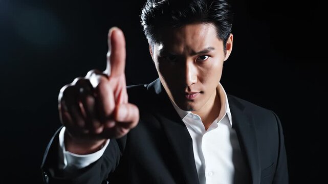 Man in suit pointing finger