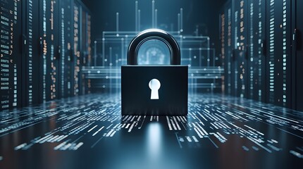 Secure data protection with a padlock in a server room environment