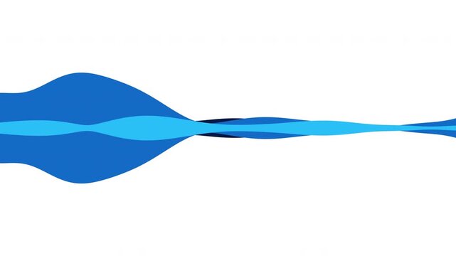 Abstract Blue Sound Wave Visualizer Reacting To Voice Signals Isolated On White Background. 4K Digital Audio Spectrum Animation For Music And Speech Recognition