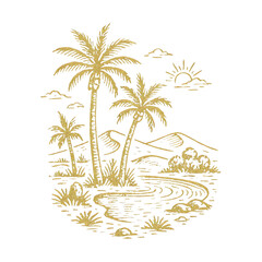 Obraz premium PNG Tropical paradise sketch illustration
