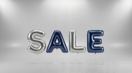 Luxury "SALE" Letter Balloons in Platinum and Navy