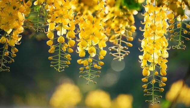 close up yellow golden shower cassia fistula flower