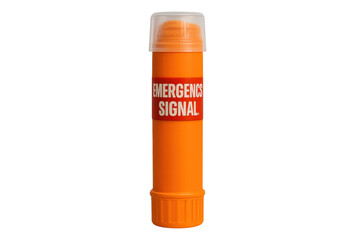 Orange emergency signal flare tube with transparent background