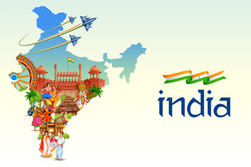 monument on banner with Indian flag for 26th January Happy Republic Day of India