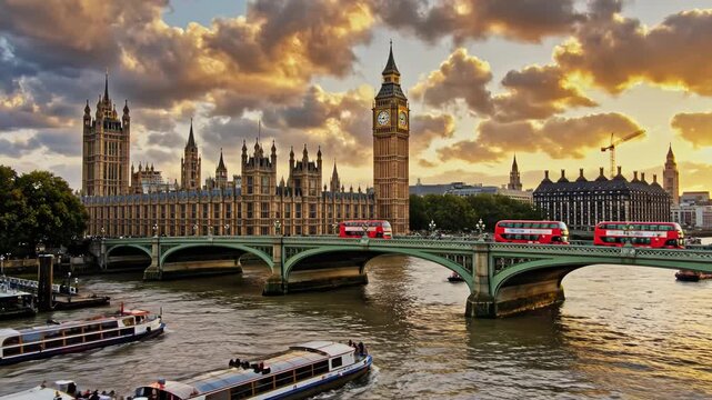 London bridge with Big Ben at sunset