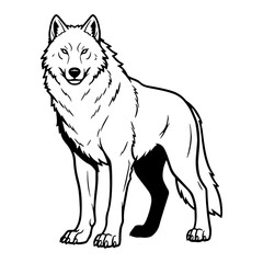 Fototapeta premium Dark Fenrir Line Art – Fenrir Vector Graphic with Ragnarok Legend Influence – Fenrir Drawing – Line Art Drawing of Fenrir – Fenrir Icon