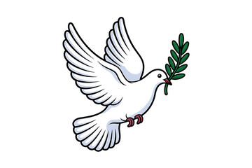 Obraz premium Dove with olive branch symbol of peace and hope