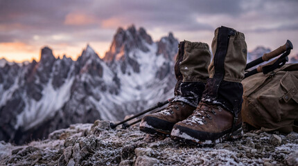 Durable Leather Hiking Boots for Winter Trekking and Mountain Exploration