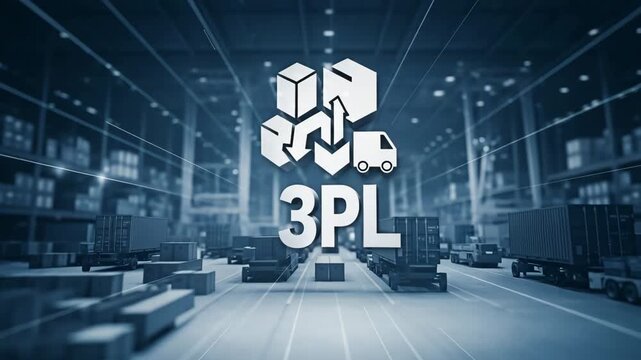 An abstract animation of a logistics concept, symbolizing supply chain, storage and distribution for the concept of transport.