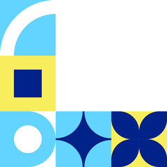 Modern Geometric Abstraction with Bold Curves, Circles, and Harmonious Color Blocks