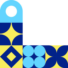 Modern Geometric Abstraction with Bold Curves, Circles, and Harmonious Color Blocks