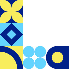 Modern Geometric Abstraction with Bold Curves, Circles, and Harmonious Color Blocks