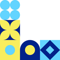 Modern Geometric Abstraction with Bold Curves, Circles, and Harmonious Color Blocks