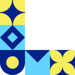 Modern Geometric Abstraction with Bold Curves, Circles, and Harmonious Color Blocks