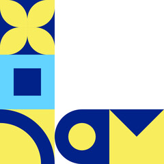 Modern Geometric Abstraction with Bold Curves, Circles, and Harmonious Color Blocks