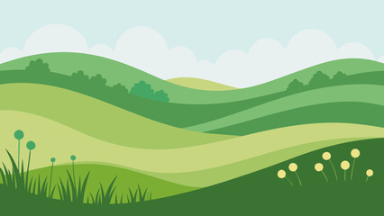 Obraz premium Spring Meadow Vector Illustration