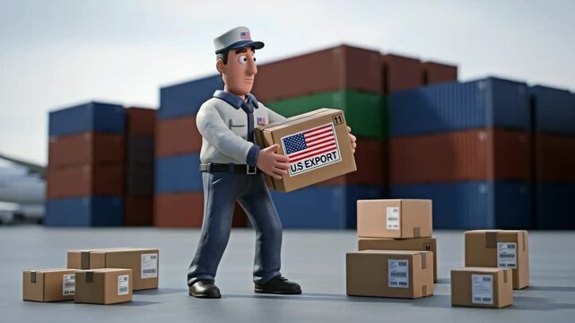A courier delivers packages and parcels for the concept of logistics and delivery.