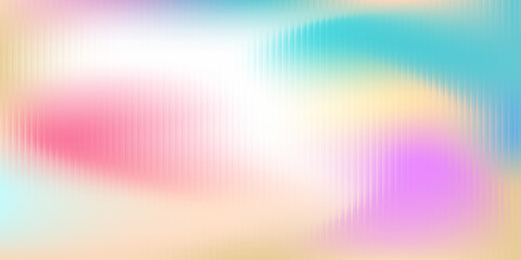 Obraz premium Soft gradient background with pink, cyan, yellow & white hues; features vertical glass groove texture. Gentle, dreamy color blend—ideal for commercial design, social media templates, or brand visuals.