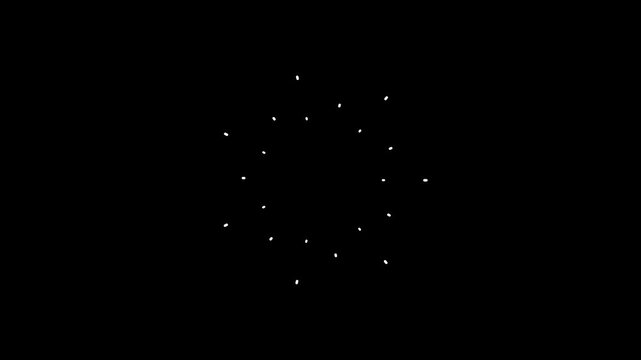 Explosive circle fireworks burst animation with shiny glowing line sparks, ellipse pop up explosion effect, firework motion graphics design on black background in 4K