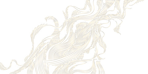 Luxury abstract wave pattern, elegant gold lines background. Modern Japanese vector design, flowing curves, cloud, water, premium wallpaper, poster