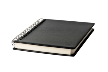 Black Spiral Notebook on White Background