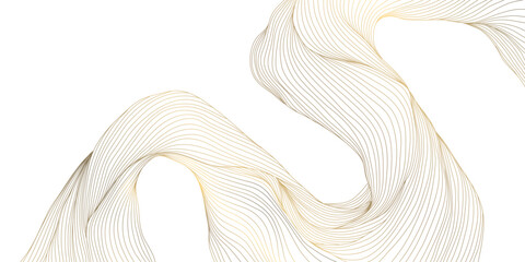 Obraz premium Luxury abstract wave pattern, elegant gold lines background. Modern Japanese vector design, flowing curves, cloud, water, premium wallpaper, poster