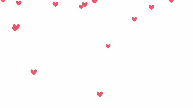 Falling red hearts animation on transparent background. Alpha Channel 4K