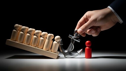 Dramatic scene of individuality and leadership with anchor