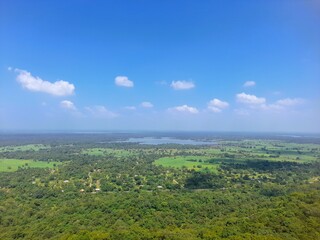 Fototapeta premium aerial view of green fields