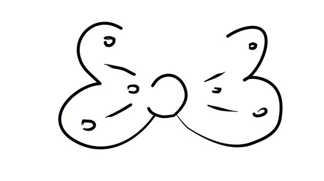 Bow. Contour drawing, silhouett animation. Video 4k object illustration self-drawing. Minimalist continuous line drawing silhouette on a white background new