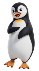 Fototapeta premium Cute 3D Cartoon Penguin Character Illustration Isolated on White Background