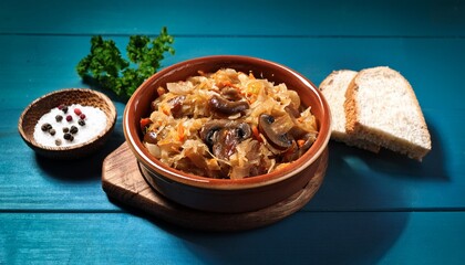 Homemade Sauerkraut Stew With Mushrooms Traditional Polish Bigos