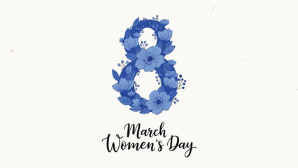 International women's day celebration with floral number eight on white background