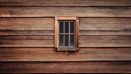 Rustic Wood Cladding Texture With Single Window Horizontal Unpainted Old Wood Planks Background Small Offset Wood Framed Window Background