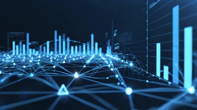 Abstract digital network with data visualization