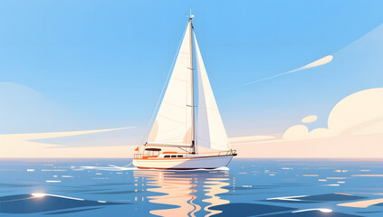 Fototapeta premium White sailing shadows on a clear sunny sea