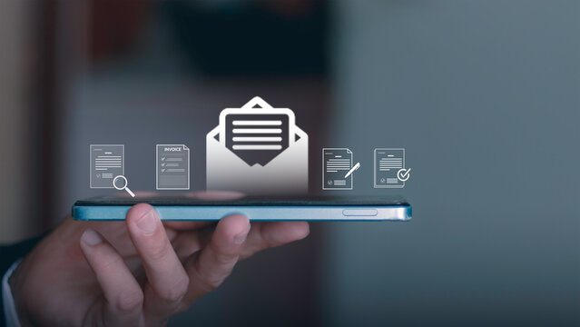 Check email for replies, online procurement documents, contract warranties, licenses, and approvals on the mobile purchasing device for transportation businesses and startups.