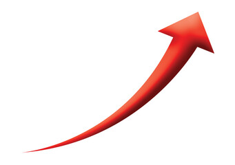 3D Glossy Red Arrow Pointing Upwards Illustrating Growth, Success, and Financial Progress