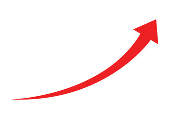Red Upward Curved Arrow Icon Representing Market Recovery or Target Isolated on White