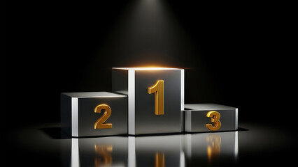 Championship podium with spotlight on the winner