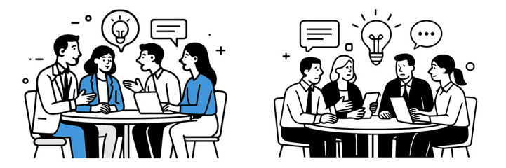 Collaborative brainstorming and discussion in a modern office setting